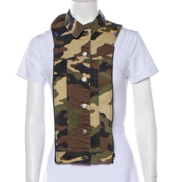 $248 Veronica Beard Slate Dickey Jacket insert Camo black tan green Denim 00-14 - Picture 12 of 15